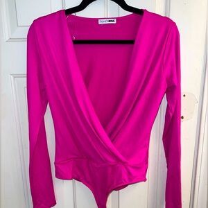 Clarissa Surplice Bodysuit - Fuchsia (M)